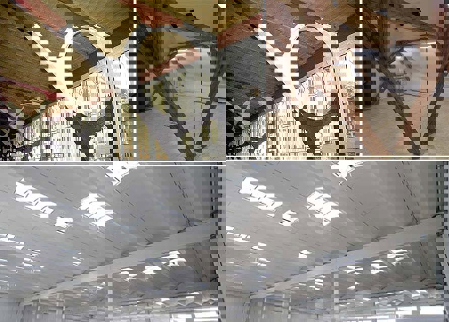 Intumescent coating applied to various structures, including wood and steel
